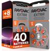 Rayovac 40 Batterie per Apparecchi Acustici 13 Rayovac Extra + 8 Udivita | 5+1 Blister da 8 Pile