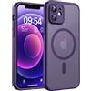 TOCOL Cover Magnetica per iPhone 12 6,1 Pollic, Compatibile con MagSafe, Protezione Fotocamera Integrata, Custodia Antiurto Traslucida Opaca, Viola Intenso