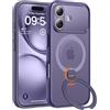 TOCOL Cover per iPhone 17 con Supporto Girevole a 360°, Lilla Viola | Compatibile con MagSafe, Protezione Completa Fotocamera, Custodia Sottile Traslucida Opaca Antiurto Militare