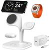 EXW Caricatore Wireless Magnetico 3 in 1 per iPhone, Apple Watch e AirPods | Ricarica Rapida 15W, Compatibile con MagSafe, Luce Ambientale Regolabile, per iPhone 18/17/16/15/14/13/12