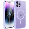 TQIAHF Cover Custodia Magnetica per iPhone 14 Pro, Viola | 2 Pellicola Vetro Temperato Protezione Schermo Compatibile con Magsafe Militare Antiurto Sottile Opaca Telefono Case