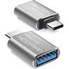 deleyCON Adattatore USB-C a USB 5 Gbit/s (2 Pezzi) - Adattatore OTG per Telefono Cellulare Thunderbolt per iPhone 17 16 15, Galaxy S25/S24/S23, MacBook, iPad, iMac, Surface, Notebook, PC, Argento