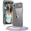 OLEPHY Trasparente Cover con Cordino per iPhone Air 6,5'', Viola | Custodia con Regolabile e Rimovibile Collana, Protezione Completa [Antiurto] [AntiGraffio] Case con Laccio Tracolla,