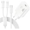ARCCRA 2-in-1 Lightning&USB C Cavo, 20W Caricatore per iPhone 18 17 16 15 Pro Max | USBC Caricabatterie Rapido Presa Adattatore+ Originale Tipo C Cavo 2M per tutti iPhone Duo 14 13 12 11 Plus XS XR X SE, iPad