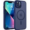 TOCOL Cover Magnetica per iPhone 13 6,1 Pollic, Compatibile con MagSafe, Protezione Fotocamera Integrata, Custodia Antiurto Traslucida Opaca, Blu