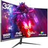 Gawfolk - Monitor da gaming da 32", 240Hz, schermo curvo per PC, Full HD 1080P, 1800R, senza cornice con FreeSync e Tecnologia Eye Care, supporta VESA