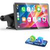 LAMTTO Wireless CarPlay Display & Android Auto Car Play Display Schermo 7 pollici Autoradio Portatile con Mirror Link, Bluetooth, Touch Screen, Navigazione, Assistente Vocale, FM, AUX