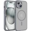 TOCOL Cover Magnetica per iPhone 15 6,1 Pollic, Compatibile con MagSafe, Protezione Fotocamera Integrata, Custodia Antiurto Traslucida Opaca, Titanio Grigio