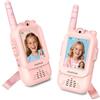 CNAPXAIA Walkie Talkie Bambini Video, Videochiamata in Tempo Reale Senza Internet e Senza App, Connessione Automatica, Selfie Emoji Messaggi Vocali, Gioco Interattivo Regalo Bambini 3-10 Anni Rosa