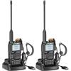 JUCJET UV-K5 Walkie Talkie, set radioamatoriale dual band, 2 pezzi | 200 canali per radio, doppio display e doppio ascolto, radio FM, VOX, scansione, ricarica USB-C e da tavolo, accessori audio