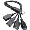 ANDTOBO USB 1 a 4 Splitter, USB 2.0 A Maschio a 4 USB Femmina Jack Y Splitter Hub Cordone di Alimentazione Cavo di Estensione Adattatore, Nero