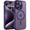 TOCOL Cover Magnetica per iPhone 15 Pro Max 6,7 Pollic, Compatibile con MagSafe, Protezione Fotocamera Integrata, Custodia Antiurto Traslucida Opaca, Viola Intenso