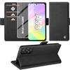 Giyer Cover per Samsung Galaxy A53 5G Custodia con Vetro Temperato, Premium PU Portafoglio Slot per Scheda RFID Antifurto Funzione Supporto Flip Case, Antiurto per Samsung A53 5G Cover (Nero)
