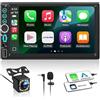 Moobsnry Autoradio 2 DIN con Apple CarPlay e Android Auto Inalambrico, Radio per Auto Pantalla Touch Screen 7" HD, Bluetooth, Telecamera Posteriore, Mirror Link, FM, EQ, USB, Type-C, Comandi al Volante
