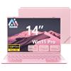 NOTODD PC Portatile Computer Portatile Notebook 14 Pollici N5095 Pink | Laptop Win11 8GB 256GB SSD 1TB Estensioni丨2.4G+5G WIFI 丨Ventola Raffreddamento Schermo丨1920 * 1200 2K FHD