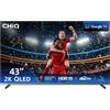 CHiQ L43QST Smart TV 43" QLED Pro Full HD Google TV | Design senza cornice in metallo, 90% DCI-P3, HDR10, Dolby Audio & DBX-TV, Controllo vocale integrato