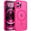 TOCOL Cover Magnetica per iPhone 12 Pro Max 6,7 Pollic, Compatibile con MagSafe, Protezione Fotocamera Integrata, Custodia Antiurto Traslucida Opaca, Rosa Caldo