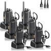 JUCJET BF-88E Walkie Talkie PMR446, 16 canali, auricolari, 6 pezzi | PMR446 senza licenza, 16 canali, auricolari inclusi, cavo Type-C, base di ricarica USB, VOX, scansione, torcia LED, magazzini