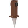 ledscom.de Presa da giardino a colonna Polly con picchetto a terra per esterni, IP44, 2-gang, marrone, quadrata, 27cm