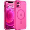 TOCOL Cover Magnetica per iPhone 12 6,1 Pollic, Compatibile con MagSafe, Protezione Fotocamera Integrata, Custodia Antiurto Traslucida Opaca, Rosa Caldo