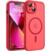 TOCOL Cover Magnetica per iPhone 13 6,1 Pollic, Compatibile con MagSafe, Protezione Fotocamera Integrata, Custodia Antiurto Traslucida Opaca, Rosso