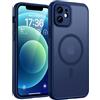 TOCOL Cover Magnetica per iPhone 12 6,1 Pollic, Compatibile con MagSafe, Protezione Fotocamera Integrata, Custodia Antiurto Traslucida Opaca, Blu