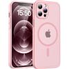 TOCOL Cover Magnetica per iPhone 12 Pro Max 6,7 Pollic, Compatibile con MagSafe, Protezione Fotocamera Integrata, Custodia Antiurto Traslucida Opaca, Rosa Chiaro