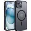 TOCOL Cover Magnetica per iPhone 15 6,1 Pollic, Compatibile con MagSafe, Protezione Fotocamera Integrata, Custodia Antiurto Traslucida Opaca, Nero
