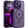 TOCOL Cover Magnetica per iPhone 13 Pro Max 6,7 Pollic, Compatibile con MagSafe, Protezione Fotocamera Integrata, Custodia Antiurto Traslucida Opaca, Viola Intenso