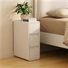 AQIMUELE Comodino Stretto, Tavolino con 3 cassetti, senza installazione, superficie in pelle, Comodino per camera da letto e soggiorno, larghezza 20 cm (Bianco)