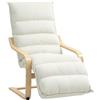 HOMCOM Poltrona Relax con Poggiapiedi Regolabile in Legno Crema | Camera da Letto, Rivestimento in Velluto, Poltroncina da Camera, Design Moderno, per Salotto e Soggiorno