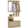 HOMCOM Set Mobili Ingresso Moderno con Scarpiera Specchio Color Legno | Moderno, Appendiabiti da Ingresso con 6 Ganci, 2 Ripiani Regolabili, Cassetti in Legno, per Corridoio