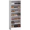 HOMCOM Scarpiera Salvaspazio Slim Alta con 7 Scomparti 60x30x160cm Bianco | Scarpiera Armadio per Ingresso, Ripiani Regolabili, per 21 Paia di Scarpe
