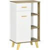 kleankin Mobile da Bagno Moderno Armadietto Cassetto 50x30x89 cm Bianco | Ripiani in Legno, Armadietto da Bagno Multiuso Salvaspazio, Base Rialzata