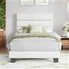 MUTICOR Letto imbottito 90x200 cm velluto con testiera, Bianco | Testiera morbida, 11,5 cm spazio, Portata 272 kg, Silenzioso, Senza rete, Montaggio facile