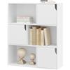 eSituro Libreria Autoportante a 6 Scomparti, Porta Libri con Ante, Scaffale a 3 Ripiani Portaoggetti, Divisorio per Ambienti, Ufficio, Studio, Soggiorno, in Legno, 80x30x96cm, Bianco, SBKC0050