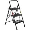 BONTEC Scala a 3 Gradini Pieghevole in Acciaio, Portata 150 kg，Nero | Scaletta compatta e resistente con pedali antiscivolo, ideale per uso domestico e professionale