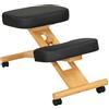 HOMCOM Sedia Ergonomica Inginocchiata, Sedia Posturale, Nero | Sgabello Ergonomico Inginocchiatoio, Legno di Caucciù, con Rotelle, Ufficio, Casa