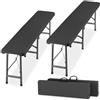 tectake® Set 2x Panchina da esterno 180x27,5x42 cm, Set 2 Panche Pieghevoli da Campeggio Formato Valigia, Struttura in Acciaio, Blocco sicurezza, Ideale per Giardino, Campeggio, Spiaggia - Antracite