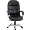 HOMCOM Sedia Ufficio Ergonomica Schienale Curvo Alto Funzione Dondolo Nero | Sedia Scrivania Girevole in Pelle PU, Seduta Spessa, Braccioli Imbottiti, Altezza Regolabile, Poltrona Ufficio Studio