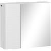 kleankin Mobile Bagno con Specchio 2 Ante Contenitore 48x15x45 cm Bianco | Ripiani Regolabili, in Truciolato e Vetro, Design a Parete
