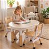 MAMIZO Tavolo Bambini con 2 Sedie, Tavolo e Sedie Bambini a Forma di Arachidi, Regolabile in Altezza,Tavolo da Disegno in Plastica, confezione da 2 sedie,Tavolo Bambini Set per l'asilo e la Cameretta, Giallo