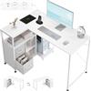 WOLTU Scrivania Angolare a L, Scrivania Ufficio, Ripiano Reversibile e Vano | 120x80x75 cm, con Prese USB-A e Type-C, Struttura in Metallo, Design Salvaspazio per Ufficio/Casa, Bianco