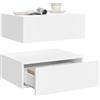 WOLTU Set di 2 Comodini Sospeso con Cassetto 40x30x14 cm Bianco | Comodino Galleggiante, Mobile per Camera da Letto in Legno, Salvaspazio, Moderno