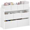 Lestarain Scaffale Portagiochi per Bambini, 9 Scatole Porta Giochi, Mobile Porta Giocattoli per Sala Giochi, Camera da Letto, Bianco, 92x30x60/68 cm