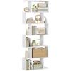 WOLTU Libreria Verticale a 6 Livelli, 6 Scomparti a Giorno | Scaffale Salvaspazio Bianco, per Camera da Letto, Studio, Ufficio, Soggiorno, Forma di S, in Legno