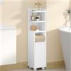 Fobyfurny Mobile da Bagno, Mobiletto Salvaspazio, 20 x 20 x 90,5 cm, Bianco | Design con Doppia Zona Aperta e Chiusa, Ripiani Regolabili, FFBC011PW1