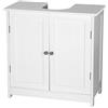 eSituro Armadietto Sottolavabo da Bagno Mobile a Terra con 2 Ante in Legno Bianco Mobiletto sotto Il Lavello