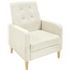 WOLTU Poltrona da Salotto, Poltrona Relax con Schienale Alto, Beige | Sedia di Relax con Pieno Legno Massello Piedi, Seduta Imbottita, Rivestimento in Lino, per Salotto, Ufficio