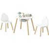 WOLTU Set di Tavolo e Sedie per Bambini, Tavolino a 3 Pezzi | Rotondo in Legno Con 2 Sedie, per Asilo Nido, Bianco